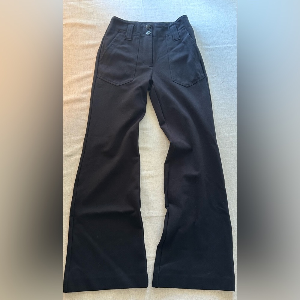 Anthropologie Maeve Black Stretch Trouser Pants Women Size 0 Wide leg CBK chic - Picture 2 of 10